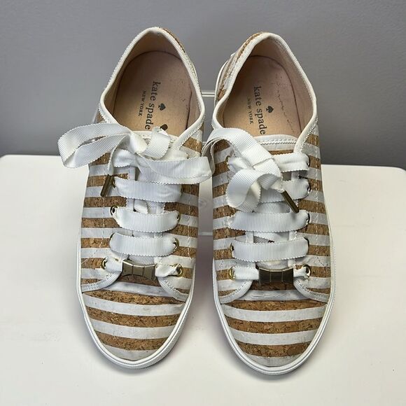 Kate Spade New York Lodero Women's White Striped Cork Sneaker/ Size 7M - Picture 4 of 12